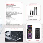 בידורית ניידת עם מסך 10.1, תאורת RGB ומיקרופונים אלחוטיים