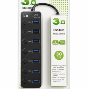 רכזת USB3.0 עם 7 פורטים + מפסק לכל יציאה