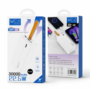 סוללת גיבוי WEVI WP-09 בנפח 30,000mAh עם טעינה מהירה 22.5W ומעמד